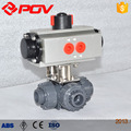 Pneumatic double acting 3way L-type 2'' pvc valves